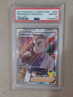 PSA 10 Gem Mint 2021 Pokemon Celebrations #024 Full Art Professor's Research - Image 1
