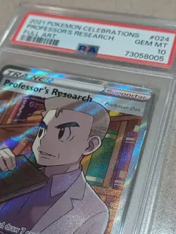 PSA 10 Gem Mint 2021 Pokemon Celebrations #024 Full Art Professor's Research - Image 3