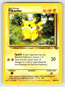 PIkachu 60/64 1999 Jungle Set Pokemon Card TCG WOTC Vintage Common - Lp - Image 1
