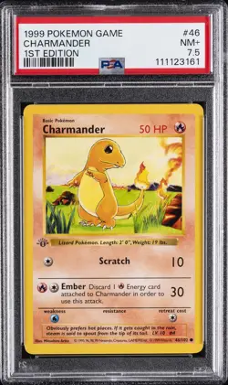 1999 POKEMON GAME 1ST ED #46 CHARMANDER PSA 7.5 - Image 1