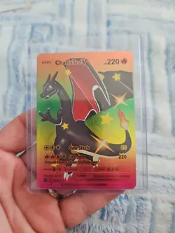 Charizard V Rainbow Foil Fan Art Vinyl Textured Collector Pokemon Black Wing - Image 1
