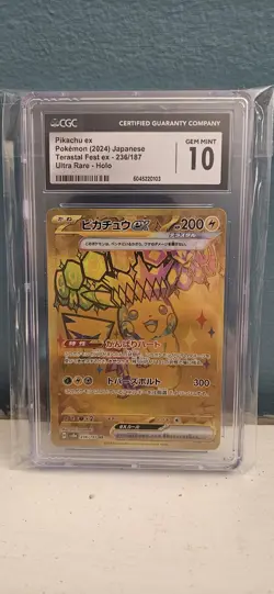 CGC 10 Gem Mint Pikachu Ex 236/187 GOLD ULTRA RARE Japanese Pokemon TCG - Image 1