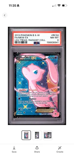 2013 POKEMON LEGENDARY TREASURES RADIANT COLLECTION MEW EX RC24/RC25 PSA 8 - Image 1
