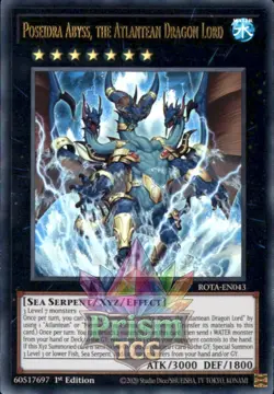 1st ed Poseidra Abyss, the Atlantean Dragon Lord ultra rare ROTA-EN043 Yugioh - Image 1