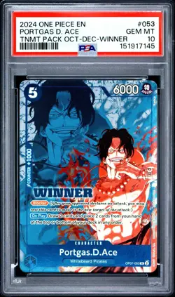 2024 ONE PIECE TOURNAMENT PACK OCTOBER-DECEMBER WINNER PORTGAS D. ACE PSA 10 - Image 3