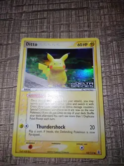 Pokemon TCG 2005 EX Delta Species Ditto 63/113 Pikachu Reverse Holo Card Stamped - Image 3