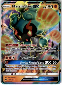 Marshadow GX 80/147 Burning Shadows Pokemon NM Fast Ship - Image 1