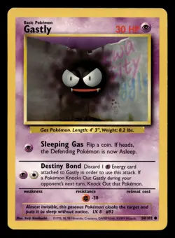 Gastly 50/102 Common Base Set WOTC Pokemon LP - Image 1