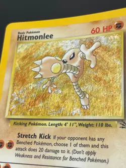 Hitmonlee 7/62 Holo Rare Unlimited Card WotC Pokemon Fossil - Image 3
