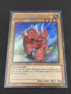 *** SABERSAURUS *** 1ST EDITION SECRET RARE LCJW-EN143 YUGIOH! A6 - Image 3