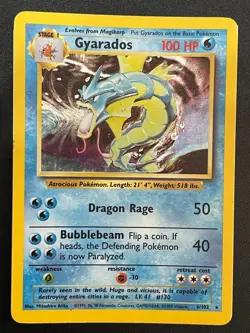 Gyarados/102 Holo Rare Unlimited Card WOTC Pokemon Base Set - Image 1