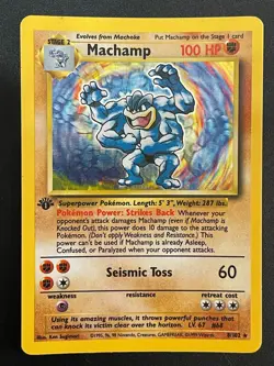 Machamp 8/102 Holo Rare 1st Edition Card WOTC Pokemon Base Set Deck Exclusive - Image 1