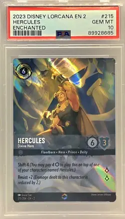PSA 10 - Hercules Enchanted 215/204 EN2 Rise of Floodborn - Disney Lorcana - Image 1