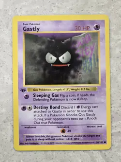 1st Edition Gastly 050/102 Base Set (Shadowless) Vintage WOTC Pokemon Card - Image 1