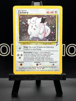 1999 Pokemon TCG Clefairy 6/130 Base Set Holo Rare Card Vintage WOTC SWIRL NM - Image 2