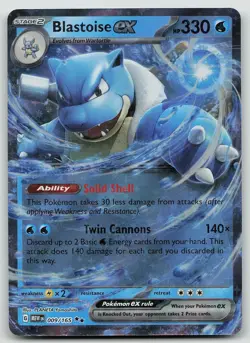 Pokemon Blastoise ex 009/165 151 Double Rare Holo NM - Image 1