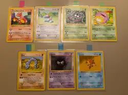 Wizards Pokemon TCG Base Set lot 7 Charmeleon Porygon Onix HP/DMG Shadowless Lot - Image 1