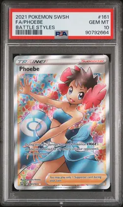 2021 POKEMON SWORD & SHIELD BATTLE STYLES #161 FULL ART/PHOEBE PSA 10 - Image 1