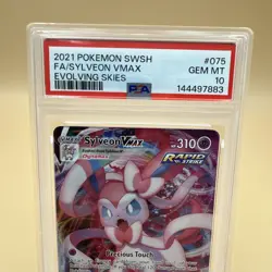 2021 POKEMON SWORD & SHIELD EVOLVING SKIES #075 FULL ART/SYLVEON VMAX PSA 10 - Image 2