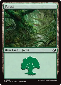 Forest FOIL TDM Tarkir Dragonstorm MTG 286 BASIC LAND M/NM - Image 1