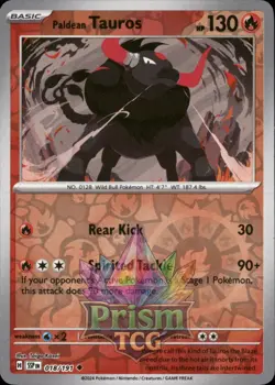 Paldean Tauros 18/191 Uncommon Reverse Holo Surging Sparks Pokemon - Image 1