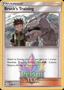 Brock's Training 55/68 Rare Holo Hidden Fates Pokemon - Image 1