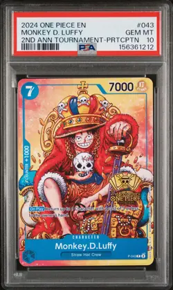 2024 ONE PIECE PROMOS #043 MONKEY D. LUFFY PSA 10 - Image 1