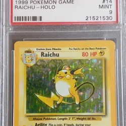 Pokemon TCG 1999 Base Set Raichu Holo Rare 14/102 PSA 9 English - Image 3