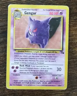Pokemon Fossil Gengar 20/62 Non Holo Rare HP - Image 1