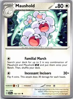 Maushold 158/191 Uncommon Surging Sparks Pokemon Near Mint - Image 1