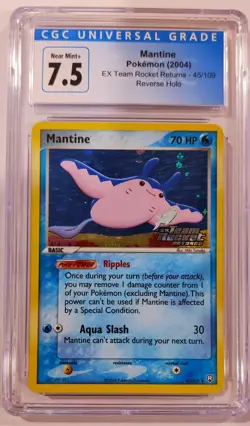 Pokemon Mantine 45/109 EX Team Rocket Returns Stamped Reverse Holo NM+ CGC 7.5 - Image 1