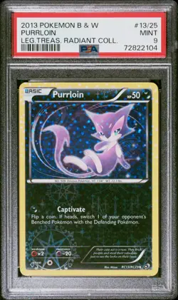 2013 Pokemon B&W Legendary Treasures Purrloin Radiant Collection #RC13 PSA 9 - Image 1