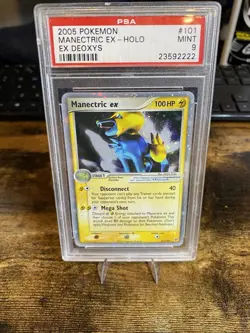 2005 Pokemon Manectric ex 101/107 Deoxys Holo EX Ultra Rare PSA 9 Slab Cracked - Image 1