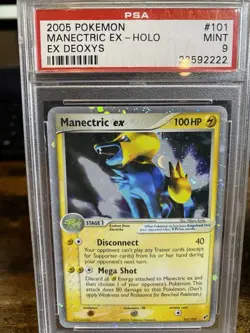 2005 Pokemon Manectric ex 101/107 Deoxys Holo EX Ultra Rare PSA 9 Slab Cracked - Image 2