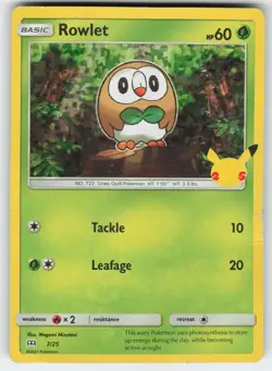 Rowlet 007/025 Promo McDonald's 25th Anniversary Promos Pokemon Heavily Played - Image 1