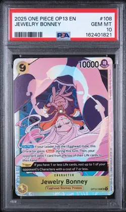 JEWELRY BONNEY PSA 10 2025 ONE PIECE OP13 EN #OP13-108 SUPER RARE GEM MINT - Image 1
