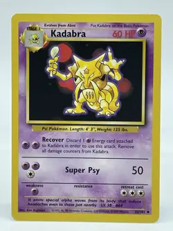 Kadabra 32/102 Unlimited Base Set Pokemon TCG WOTC Non Holo Vintage 1999 LP - Image 1