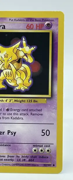 Kadabra 32/102 Unlimited Base Set Pokemon TCG WOTC Non Holo Vintage 1999 LP - Image 3