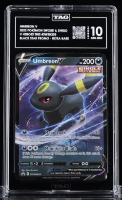 2022 POKEMON SWSH BLACK STAR PROMO V HEROES TINS #203 UMBREON V TAG 10 - Image 1