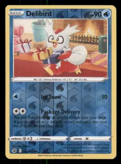 Delibird SWSH06: Chilling Reign #032/198 Common Reverse Holo Pokemon LP - Image 1