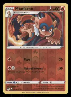 Monferno SWSH09: Brilliant Stars #025/172 Uncommon Reverse Holo Pokemon LP - Image 1