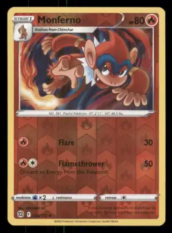 Monferno SWSH09: Brilliant Stars #025/172 Uncommon Reverse Holo Pokemon LP - Image 1