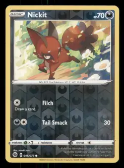 Nickit Champion's Path #46/73 Common Reverse Holo Pokemon LP - Image 1