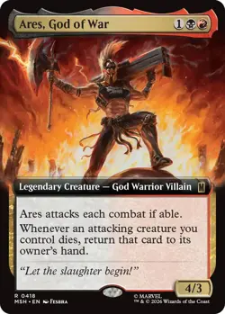 x1 Ares, God of War - Foil - Extended Art R MTG Marvel Super Heroes M/NM, Englis - Image 1