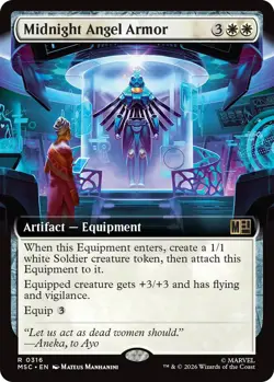 x1 Midnight Angel Armor - Extended Art R MTG Commander: Marvel Super Heroes M/NM - Image 1