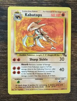 Pokemon Fossil Kabutops 24/62 Non Holo Rare LP - Image 1
