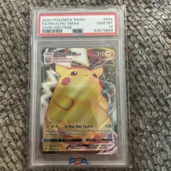 2020 Pokemon Pikachu VMAX Vivid Voltage Full Art 44/185 PSA 10 - Image 1
