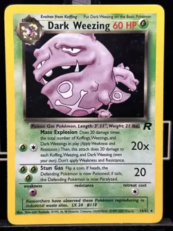 2000 Pokemon TCG Team Rocket Set Dark Weezing Holo 14/82 NM - Image 3