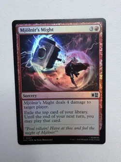 FOIL Mjolnir's Might 0697 Marvel Super Heroes Magic The Gathering MTG M/NM - Image 1