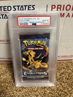 PSA 10 Gem Mint 2016 Pokemon XY Evolutions Booster Pack Mega Charizard Artwork - Image 1